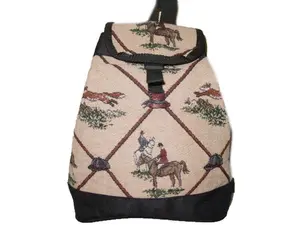 Horse Fox Hunt Scene Tapestry Backpack Equestrian Handbag