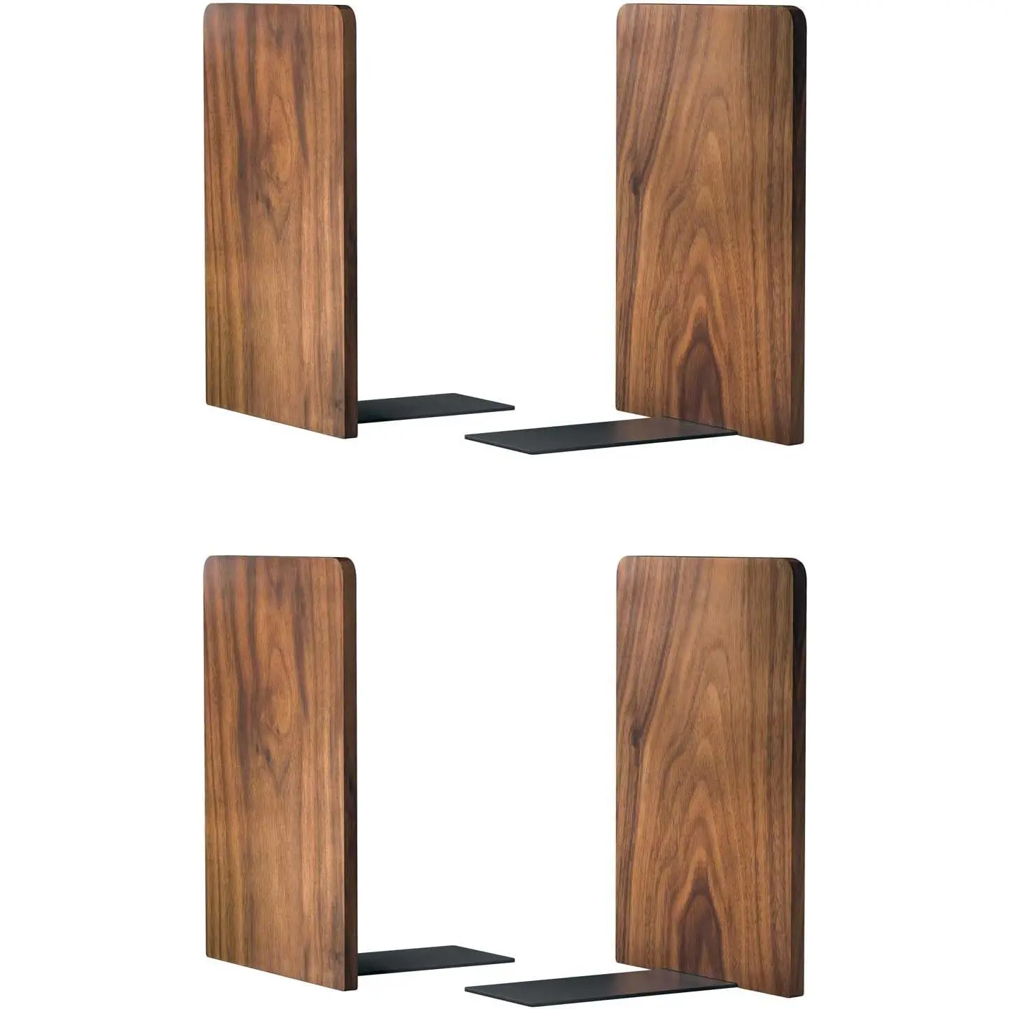 Large Bookend Hold Heavy Books- 7x4x5in 2 Pack  Bookends for Heavy Books Heavy Duty Walnut Book Ends for Men  Bookends for Office Desk Non-Skid