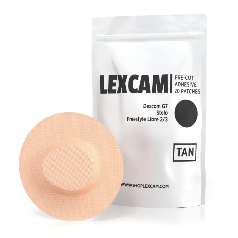 Adhesive Patches for Dexcom G7, Stelo & Freestyle Libre 2/3 – Waterproof, Hypoallergenic CGM Overpatches – Pre-Cut, Anti-Slip Patch Tape – Tan, 20 Patches