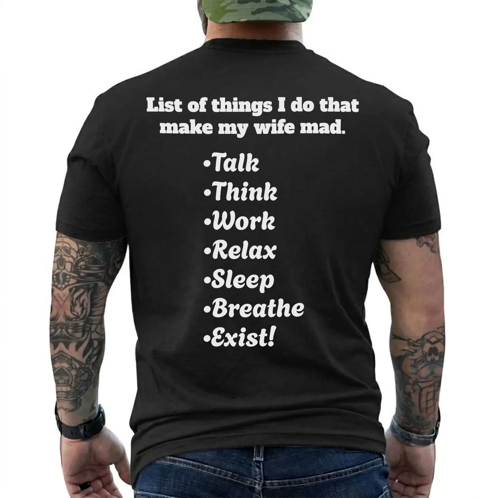 Funny Husband Humor Garment-Dyed T-shirt, Comical Tee, Joke Shirt, Men's Gift, Short Sleeve Printed Graphic Shirt, Daily Casual Cotton Menswear