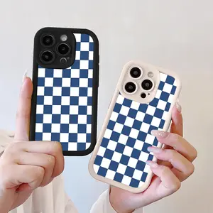 Compatible for iPhone11/12/13/14/15/16/promax/x/xs/xr/xsmax Case Blue square Soft TPU Shockproof Protective CASE