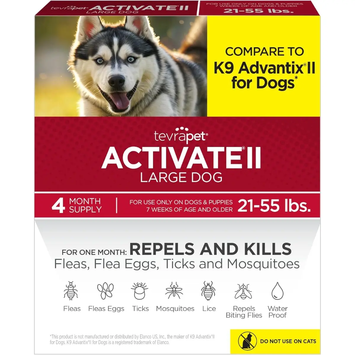 Flea and Tick Prevention Topical Drops for Dogs, 4 Count, for Large Dogs 21-55 lbs, 4 Months Flea Treatment