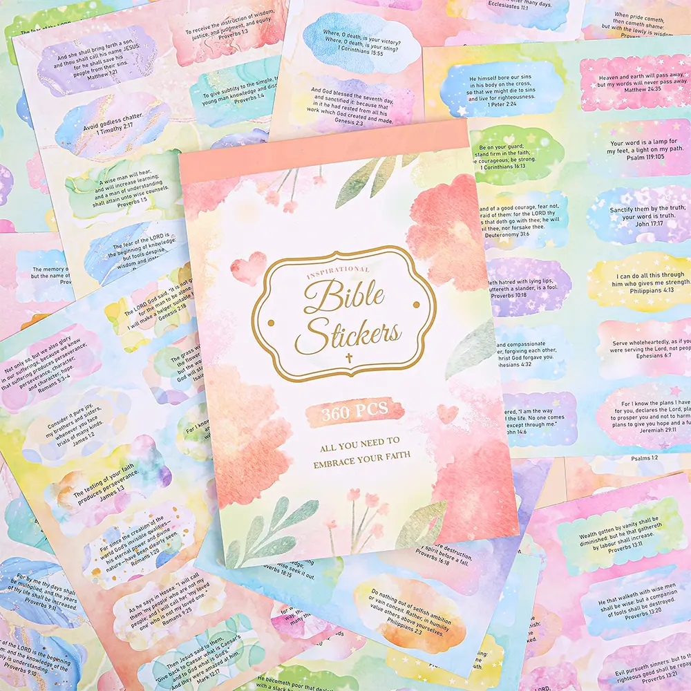 30 Sheets (360 Pieces) Bible Verse Stickers Set – Christian Scripture Quote Labels for Journaling, Scrapbooking, Bible Study, and Faith-Based Decor, Religious Decals for Planners, Cards, Gift-Giving, Scrapbook Accessories
