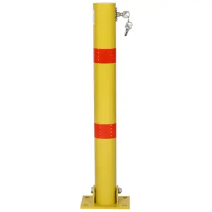 Hdmw Parking bollard,pole barrier with lock ,car parking protection posts,home garage street decor ,parking barrier Round yellow