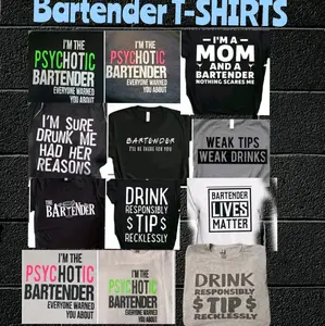 Humor Bartenders T-shirt Tops T-shirt Comfort unisex size Crewneck Shortsleeve T-shirt Streetwear Summer funny humor