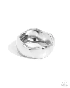 Curved Confident - Silver Hinge Bracelet - Paparazzi