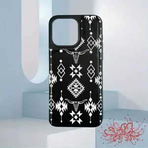 Western Boho Longhorn Skull Wallet Card Holder Phone Case for iPhone 17/16/15/14/13/12 Pro/Plus/Pro Max/Air