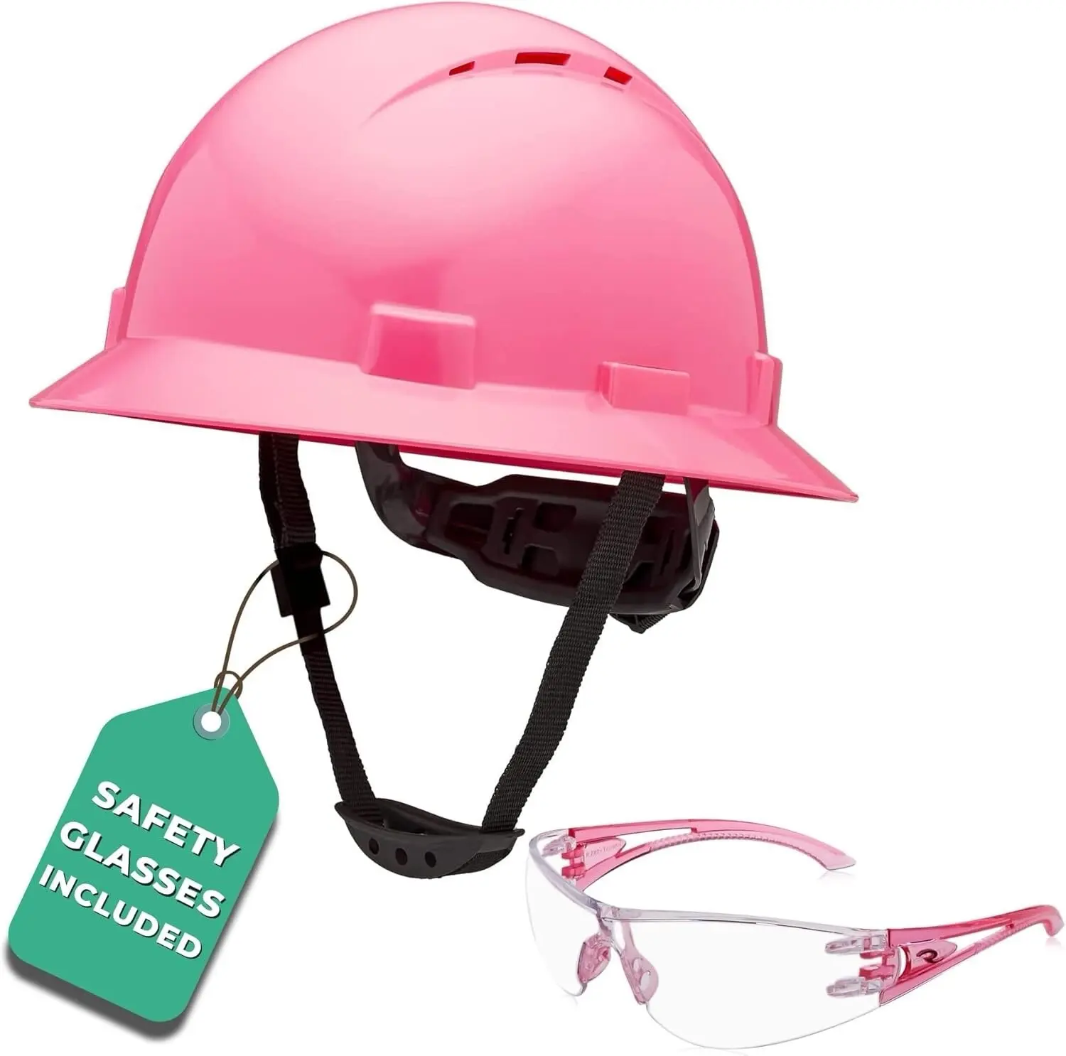 Pink 6 Points Full Brim Hard Hat with with Fas-trac Suspension Pink 6 Points Full Brim Hard Hat with with Fas-trac Suspension