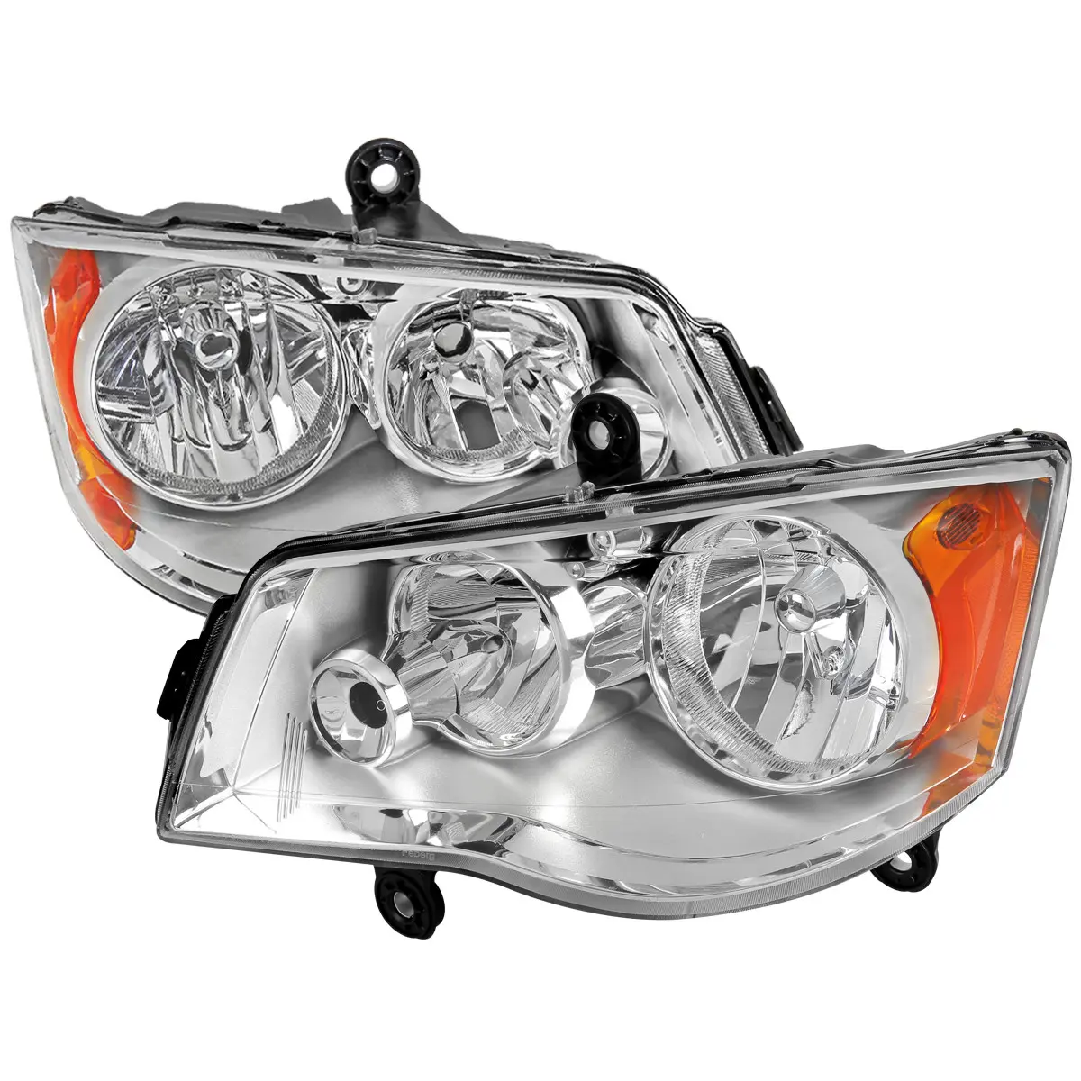 2011-2018 Dodge Grand Caravan Chrysler Town & Country Factory Style Headlights (Chrome Housing/Clear Lens)