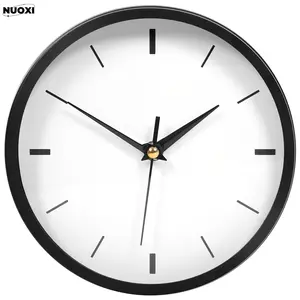 Silent 8 Inch Stainless Steel Wall Clock - Black, Round ClockLiving Room Clock/office Clock/battery Operated/bedroom Decor And Accessories