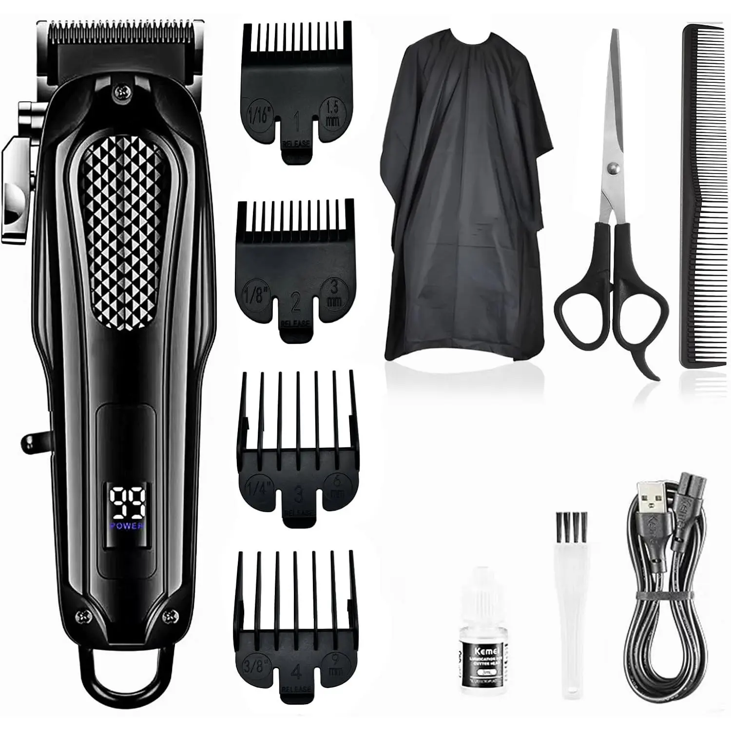 Hair Clippers for Men Professional,Cordless Clipper for Hair Cutting,Rechargeable Corded Barber Hair Trimmer&Beard Trimmer,Haircut Grooming Kit for Men/Women/Kids (Black)