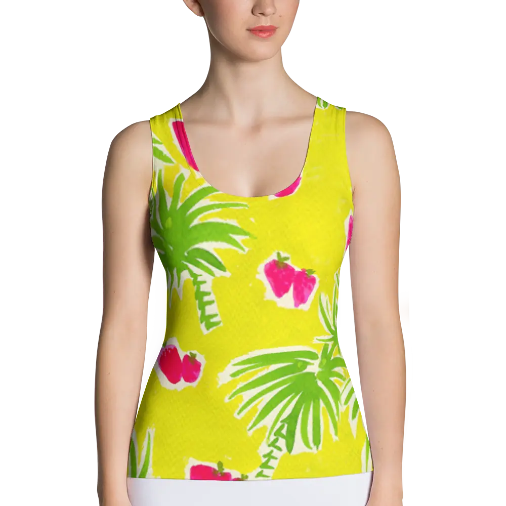 Strawberry Tropic Fitted Tank Top