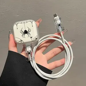 Spider Pattern Charger Case, Type C Charging, Compatible with iPhone 18w/20w Uk Plug Adapter, Fits iPhone 13/14/15/16, Protective Charging Cover