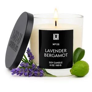 Lavender Bergamot | Luxury Scented Candle | 6 Oz. with Black Lid