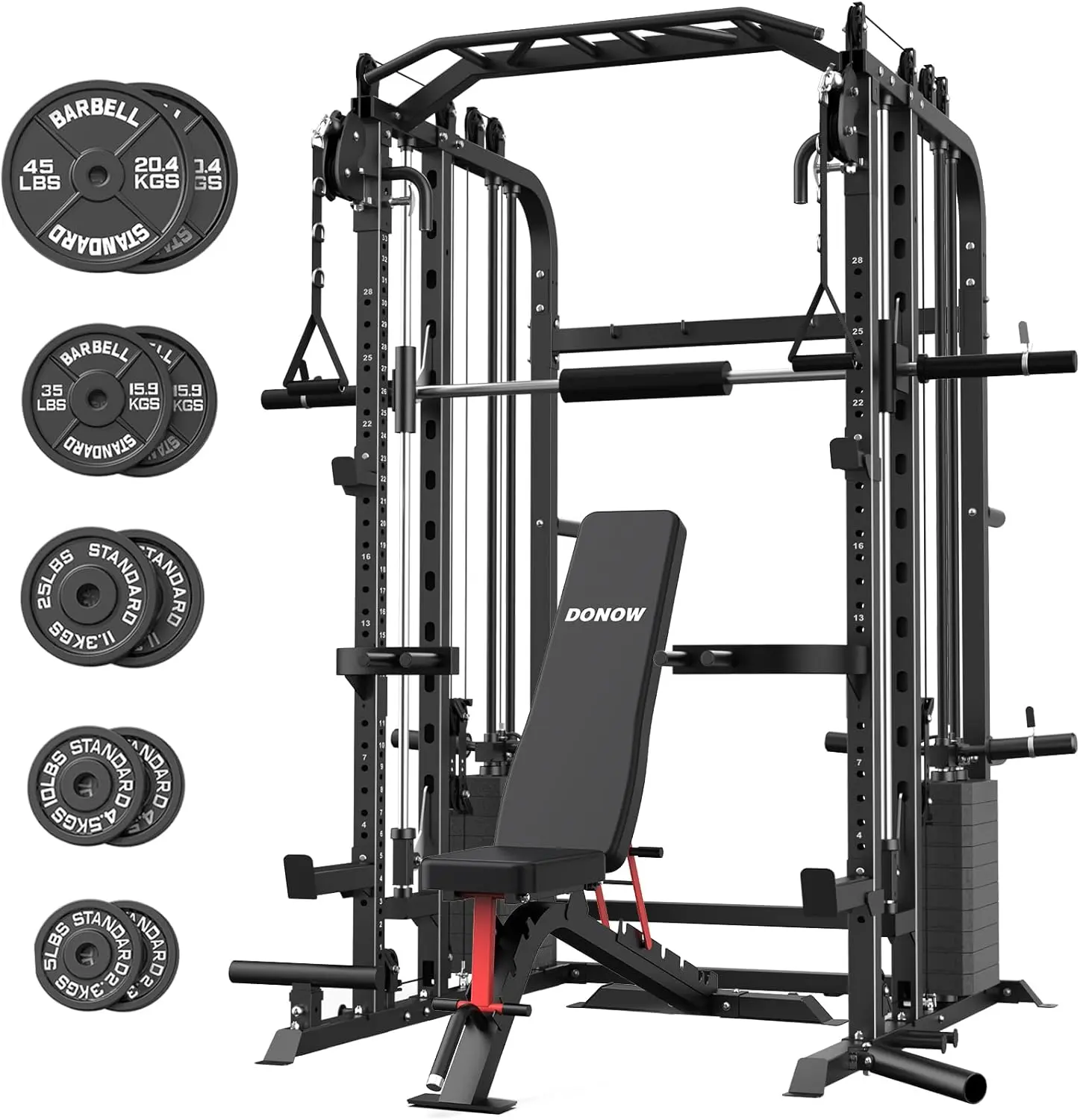 CGYSmith Machine with Weight Stacks Home Gym System Dual Cable Crossover | Ratio 1:1 Smooth Cable System Smith Machine Power Cage Combo Full Body Workout Station Garage Gym