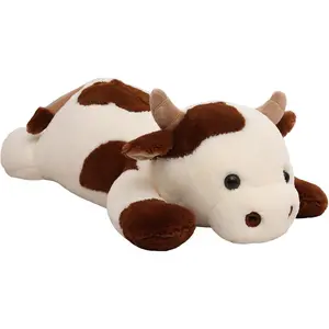 25.6 inch 5 lbs Cow Weighted Stuffed Animals Large Weighted Plush Animal Cute Plush Toy Pillow Soft Kawaii Plushie Gifts for Adults Kids Boys and Girls(Off-White)