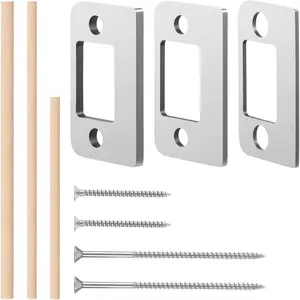 Door Strike Shim Plates, Standard Size Spacer Deadbolt Restorer Strike Plates 3 Different Thickness Stainless Steel Spacer Door Reinforcement Backplate Block The Access to Latch for  Office