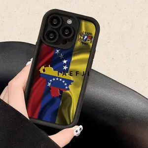 Venezuelan flag pattern, unique, new eye ladder mobile phone case, full body protection, anti-drop TPU soft rubber protective case, simple premium color, men and women black, for iPhone16promax, 16 15Pro 14PLUS 13 12Pro 11 Pro Max X XSMAX