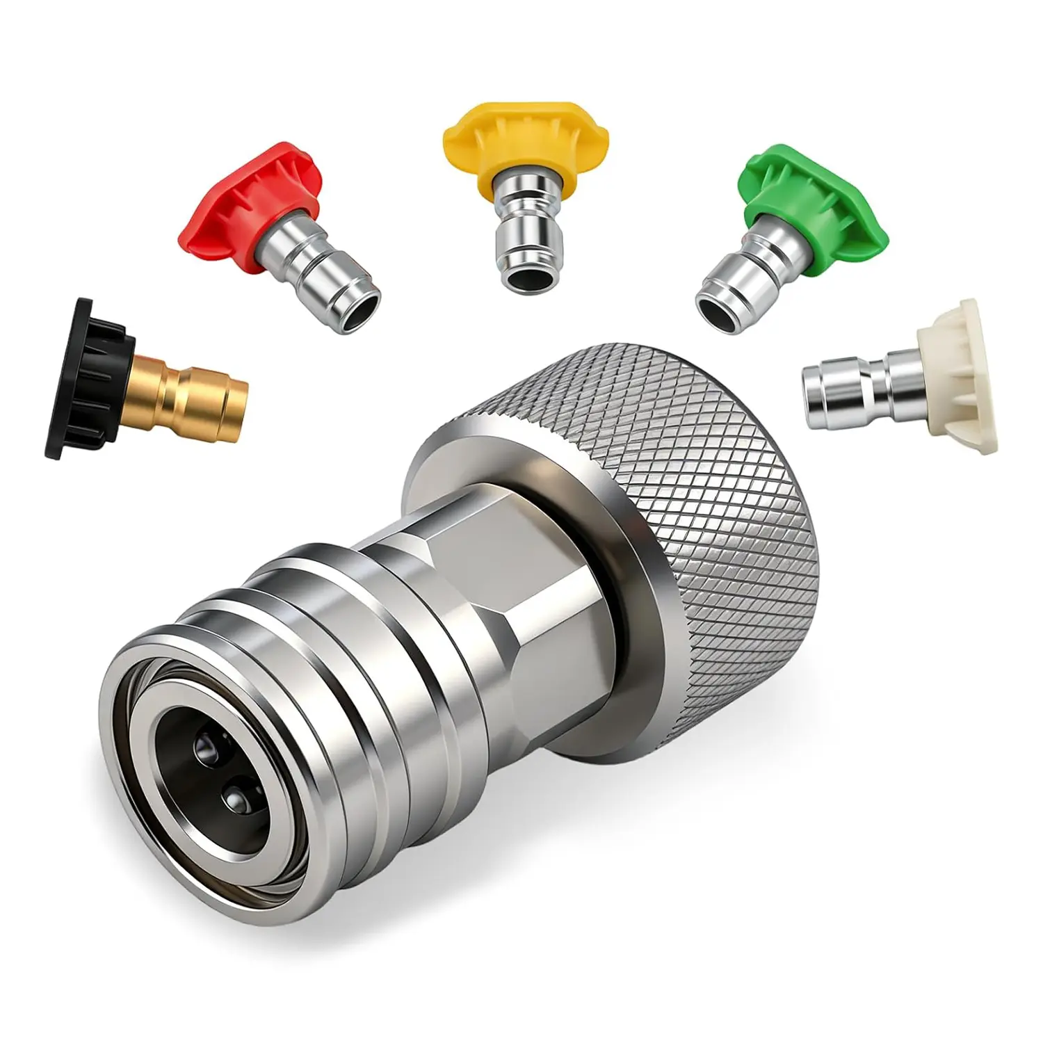 Garden Hose Shut Off Valve to Pressure Washer Adapter, 3/4" GHT to 1/4" Quick Connect, Convert Quick Connect Water Hose into Power Washer Nozzle Tips, Car Washing Nozzle & Hose Attachment
