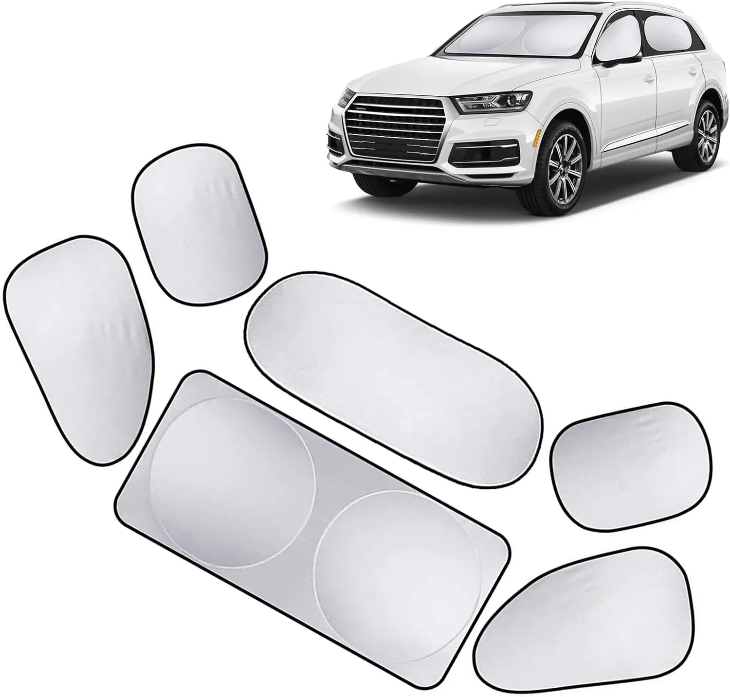 6 Pieces Car Windshield Sunshade Cover Set Car Window Sun Shades UV Rays Sun Visor Protector Auto Windshield Sunshades Cover for Van SUV Truck (Sliver)