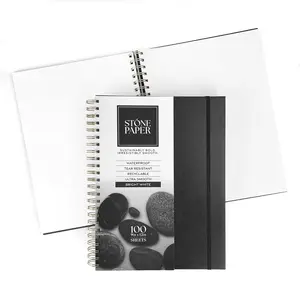 ArtSkills Stone Paper Sketchbook 9x12 Spiral Bound 100 Sheets Waterproof Journal for Drawing Sketching Aesthetic Black Notebook