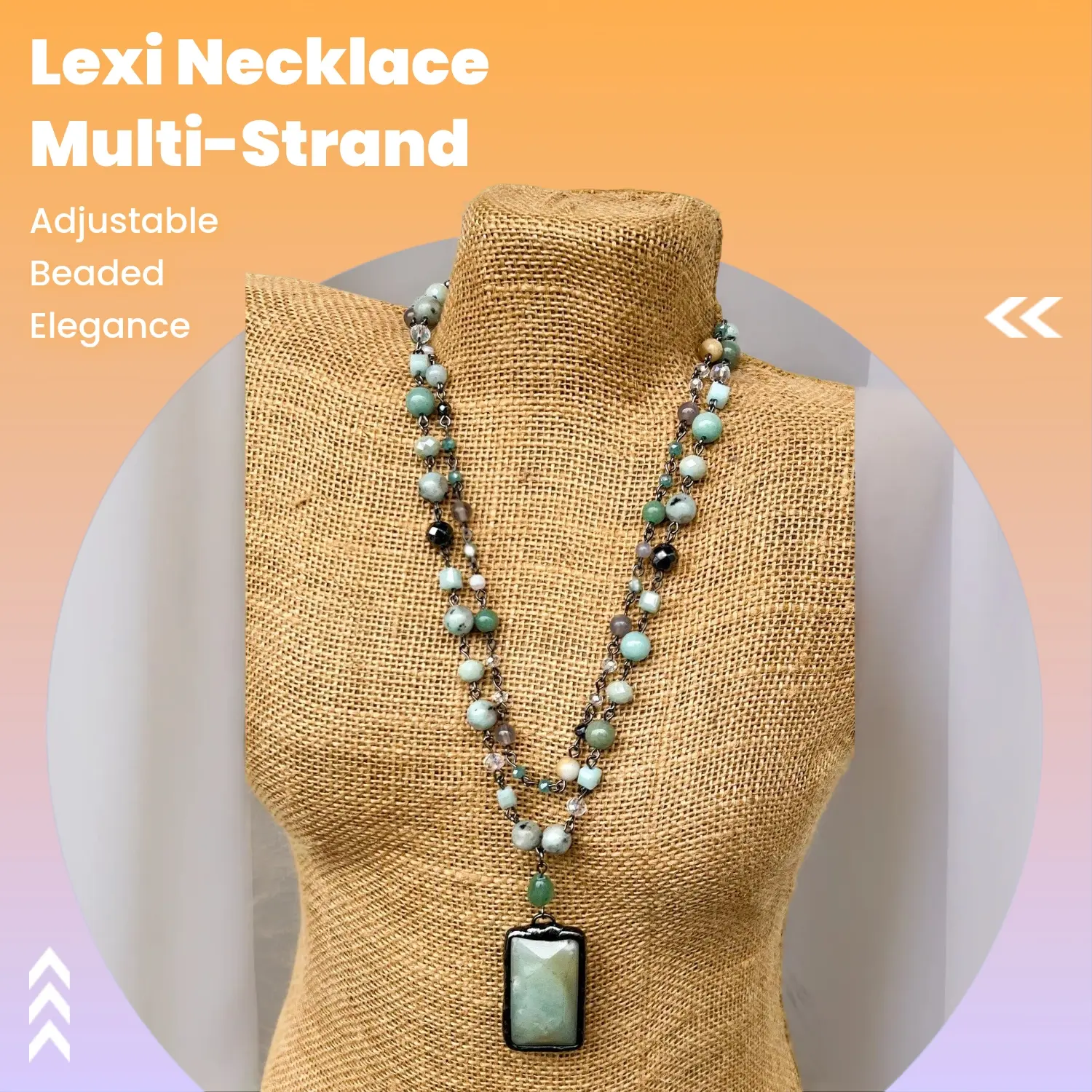 Lexi Amazonite Layered Statement Necklace, Fashion Costume Jewelry Accessory, Layered Statement Necklaces, Adjustable Clasp, Everyday Wear, Layered Beads
