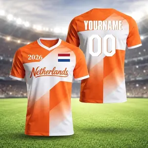 Custom Netherlands Soccer Jersey, Personalized Dutch Football Shirt, Custom Name Holland Kit, 2026 Soccer Fan Gift, Orange Soccer Tee