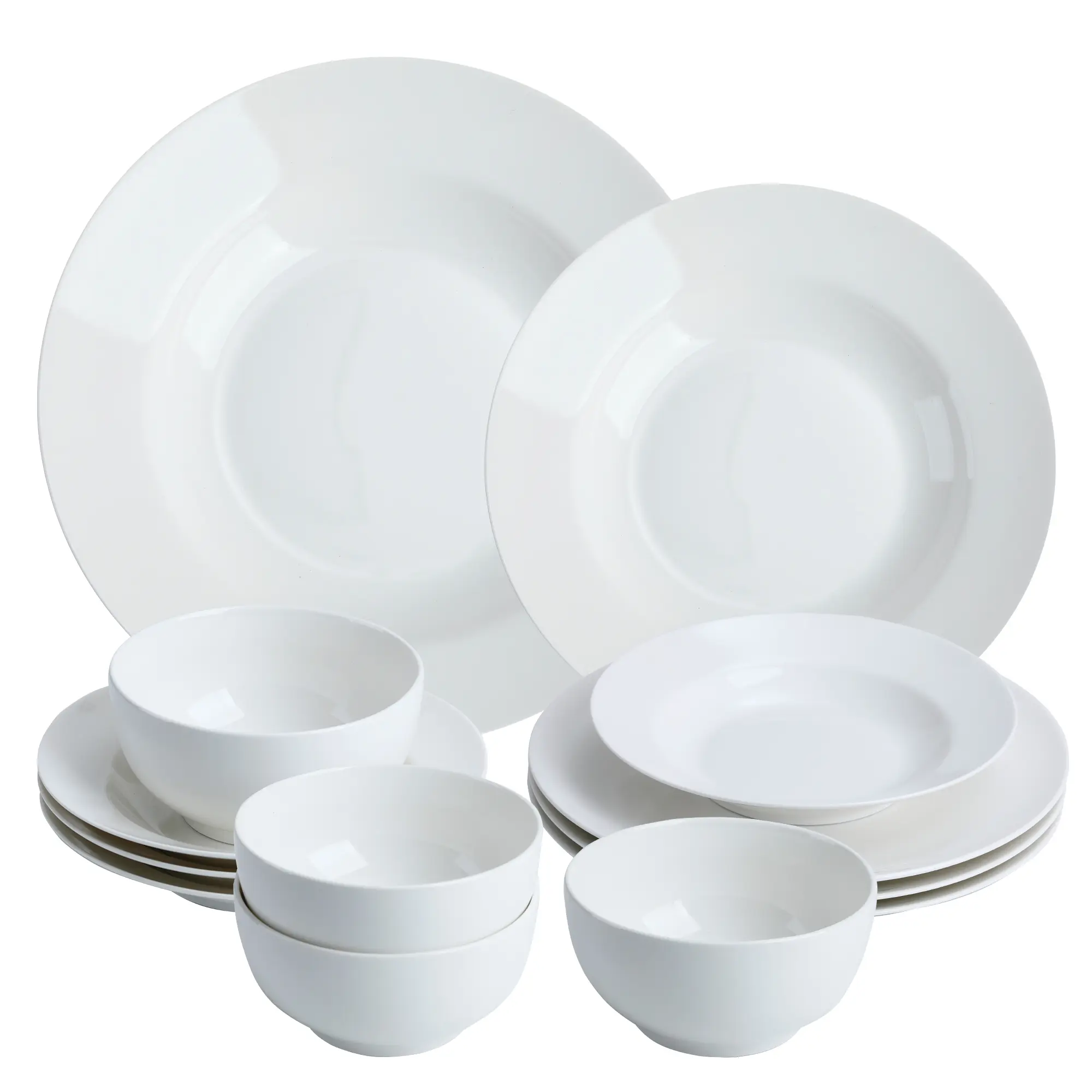 ArtClayz 12-Piece Lightweight Bone China Tableware Set for 4 - White Dinner Plates, Salad Plates, Bowls, Microwave-Safe, Dishwasher-Safe, Affordable Elegance Dinnerware