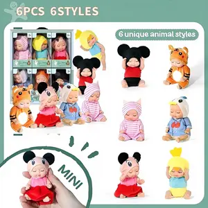 [High Quality Version] Premium 6-piece mini doll set| 4 Inch Cute Dolls with lovely Animal Accessories| Dress-Up Doll Playset| Exquisite Gift Box for Girls, Ideal for Easter, birthdays, party favors and daily play.