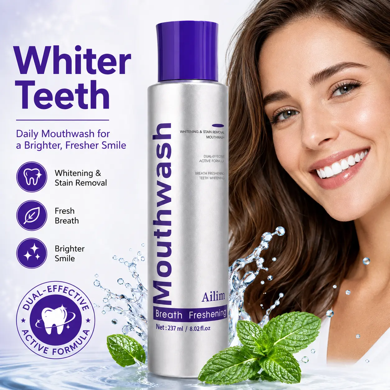 [Ailim] Whitening & Stain Removal Mouthwash, Fresh Breath & Brighter Smile Oral