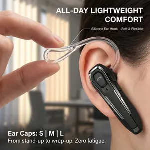YUEYINOK  Bluetooth Headset,Single ear,Long Talk Time, Dual MEMS Mic Noise Reduction, Mute & Triple-Click Redial, Mono Wireless Earpiece for Office , Comfort Silicone Ear Hook for Cell Phone Calls