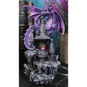 Spyro Purple Twilight Dragon On Castle Top Figurine 5"H Hyperion Dragon Statue