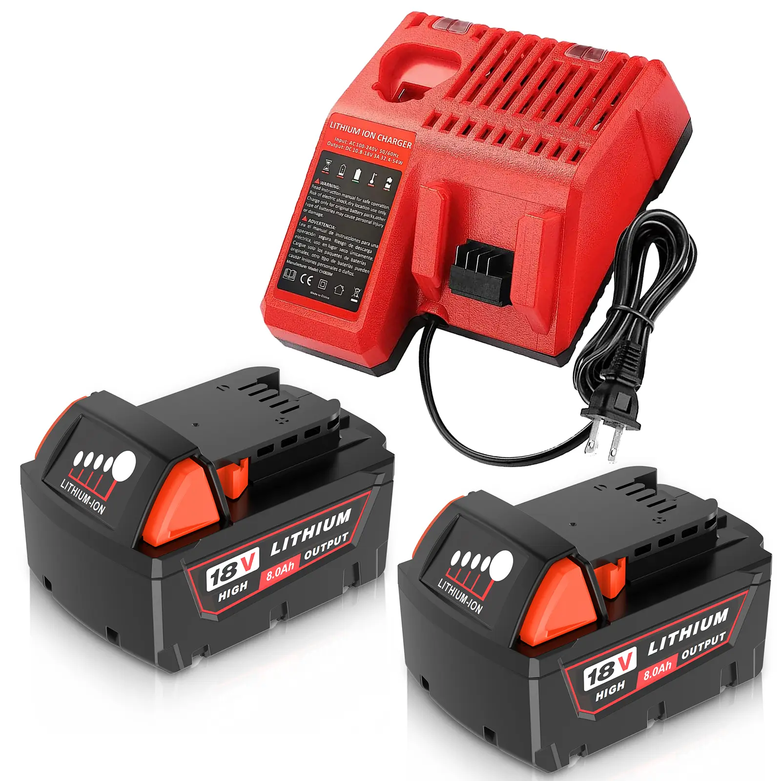 High Capacity Lithium Rechargeable Batteries - Upgraded 15.0Ah, 8.0Ah, 6.0Ah Replacements for Milwaukee M-18 Cordless Power Tools, Compatible with 48-11-1850 & M-18 Chargers, High Capacity Batteries, Lithium Batteries