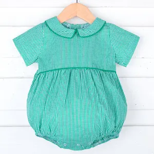 Green Gingham Collared Bubble - Classic Outfit for Baby & Toddler Boys