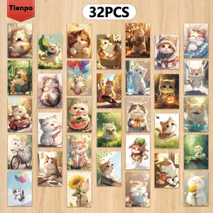 Cute Cat Pattern Postcard, 32pcs/set Lovely Cat Themed Postcard, Wall Decorative Card, Message Card, Wall Decor for Home Bedroom