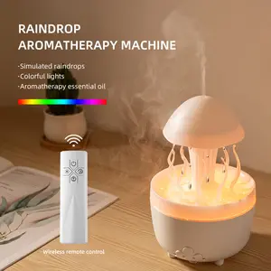 rotating raindrop aromatherapy machine for home use, colorful night light, desktop mushroom water grass air humidifier Aromatic Remote Control