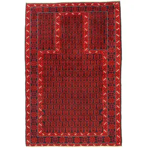 Canvello Red Balouchi Prayer Rug - 3' x 5'