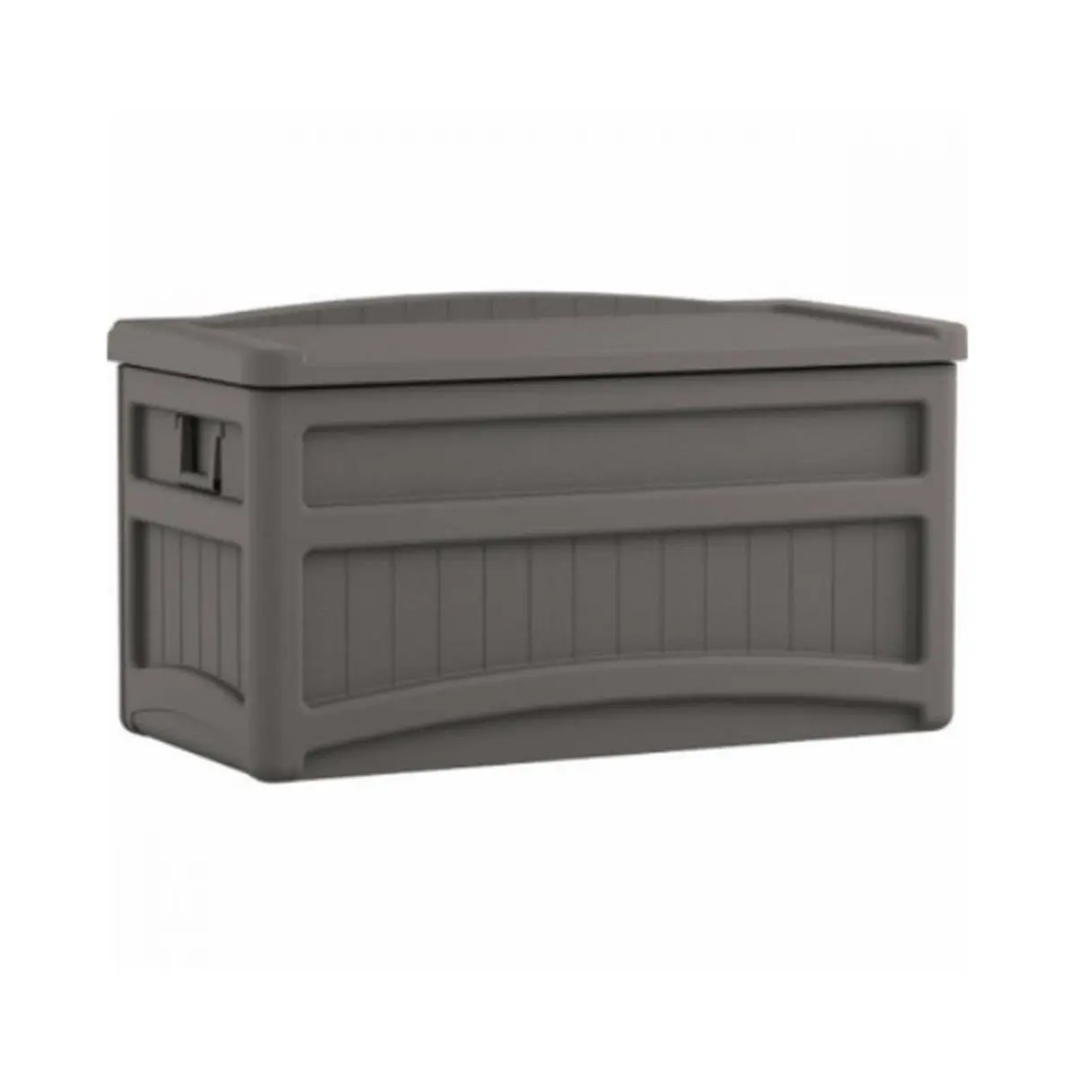 Suncast 73-Gal Medium Stoney Deck Box with Flat Lid, Waterproof All-Weather Portable Tool Organizer for Tools, Hardware & Garden Supplies Storage, Gallon