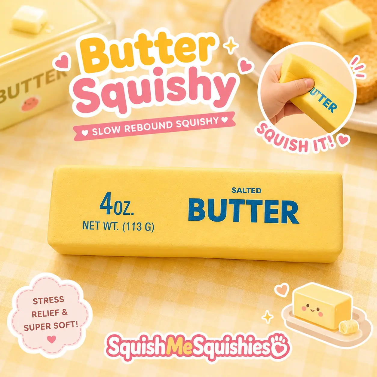 SquishMe Soft Moist Butter Stick Toy for Anxiety Relief Sensory Stress Relief Slow Rebound Squishy 4 oz Net Wt 113 g Squishies