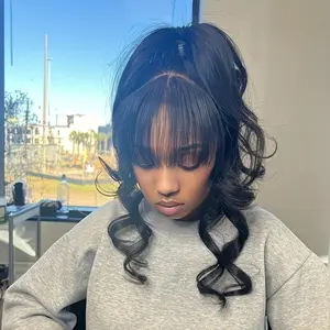 The new 2024 is a hot sellerBody Wave Wig With Bangs Brazilian Human Hair Wig Sale Full Machine Made Fringe Glueless Wigs Ready To Wear 100% Original Hair