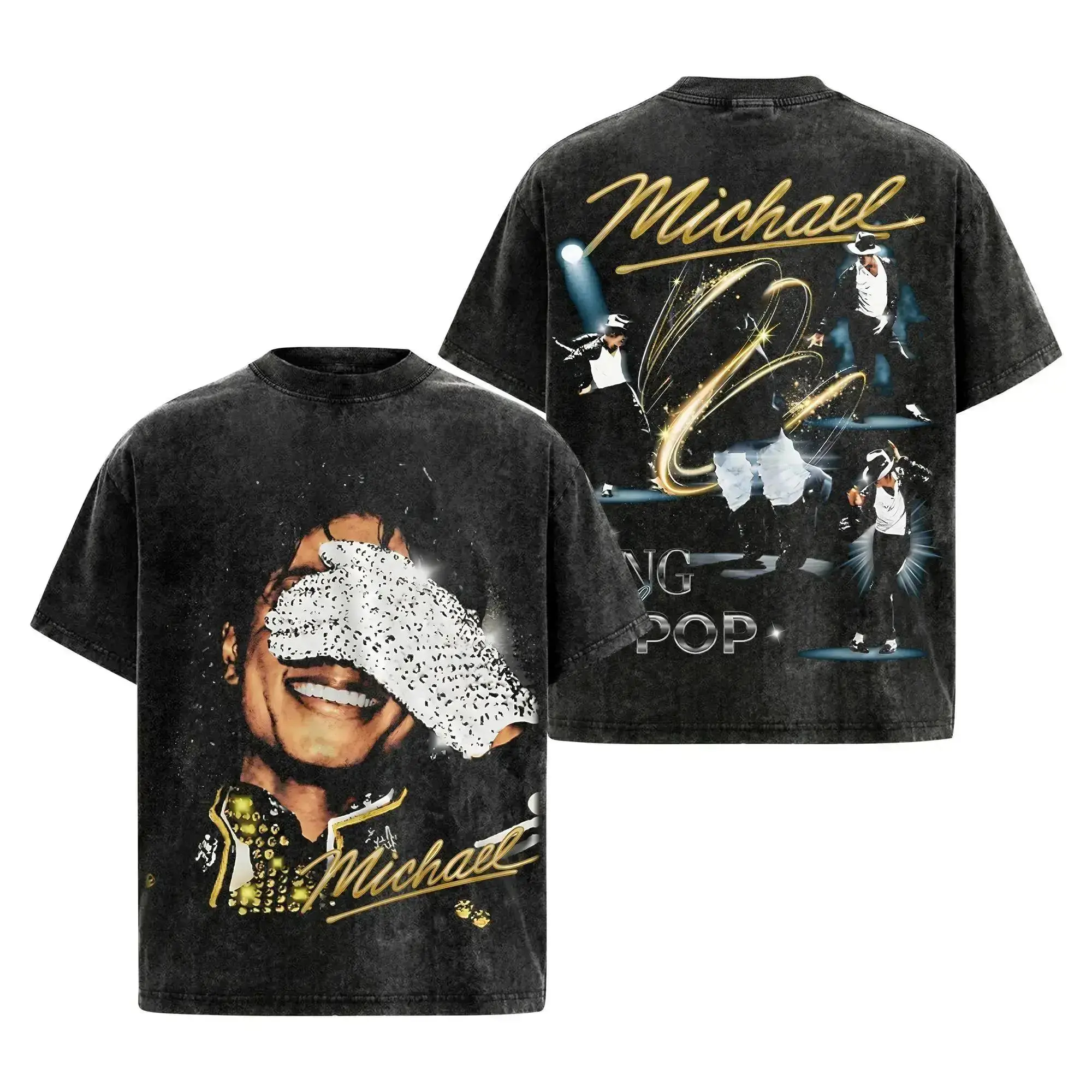 [100% Heavyweight Cotton] 2026 Michael Jackson Biopic Vintage Wash Graphic Tee | King Of Pop Streetwear | Oversized Fan Merch | Perfect Father's Day Gift