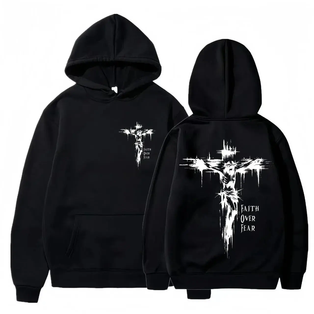 Christian Cross Hoodie – Unisex Faith Message Pullover Sweatshirt