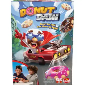 Goliath Donut Dash Game - Race to Pick Up Matching Donuts, Racecar Does Real Donuts On Table Or Hard Floor - Ages 4 and Up, 2-4 Players