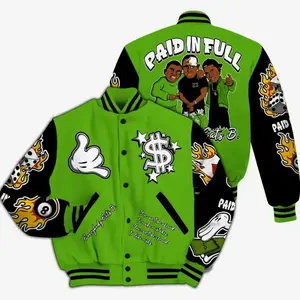 Foamposite Volt Varsity Jacket, Funny Paid In Full Graphic Baseball Coat, Bold Streetwear Fashion Style, Trendy Unisex Outfit Gift