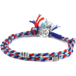 Tibetan Monk Lucky  Flag Bracelet White Copper Buddha