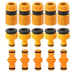 15pcs Plastic Quick Connect Garden Irrigation Hose Fittings, Standard Threads, Compatible with 1/2 and 3/4 Faucets, Durable Irrigation System Parts