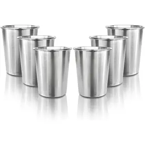 6 Pack 8 oz Stainless Steel  Cups, 's Pint Cups, Stackable Metal Cups, Shatterproof Drinking Glasses