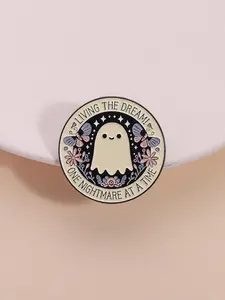 Cute Ghost Design Brooch, Round Cartoon Brooch for Jackets, Bags and Hats, Fashion Accessories for Women & Men, Durable Metal Pins, Flower Brooch Pin