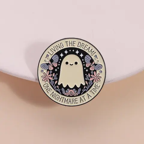 Cute Ghost Design Brooch, Round Cartoon Brooch for Jackets, Bags and Hats, Fashion Accessories for Women & Men, Durable Alloy Lapel Brooch Pin