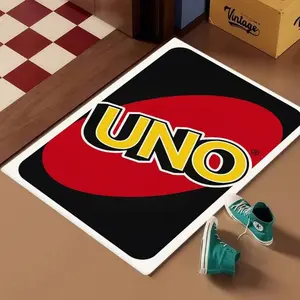 UNO Logo Flannel Area Rug - Classic Red Black Yellow Print Soft Mat for Game Room & Bedroom, Non-Slip Family Fun Home Decor #UNORug #ClassicUNOMat #GameRoomDecor #FamilyFunCarpet #NonSlipFlannelRug